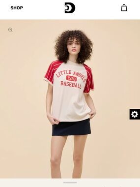Daydreamer Little Angels Baseball Graphic Raglan Tee - Cream & Red